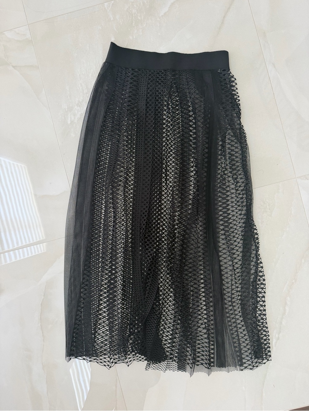 Wolford Black Layered Mesh Midi Skirt